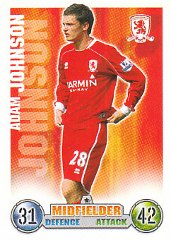 Adam Johnson Middlesbrough 2007/08 Topps Match Attax #203